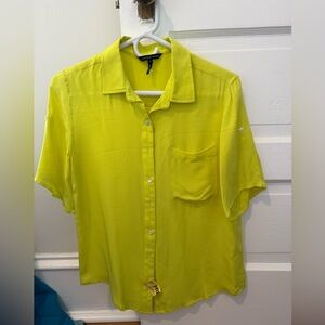 Marissa Webb Bright Green Silk Button Up